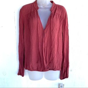 NWT Mason & Belle Rusty Cross Over Wrap Blouse Size Large